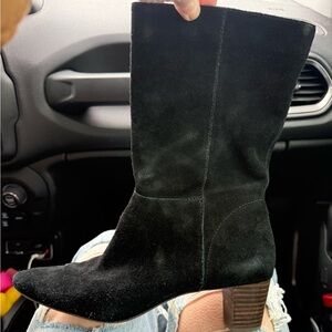 Lucky Brand Women's Zaahira Mid Calf Boot Size 8M Black Suede